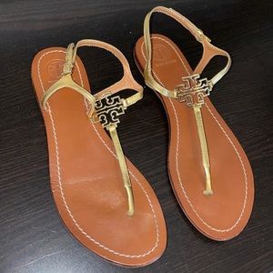 Tory Burch Gold T strap sandals